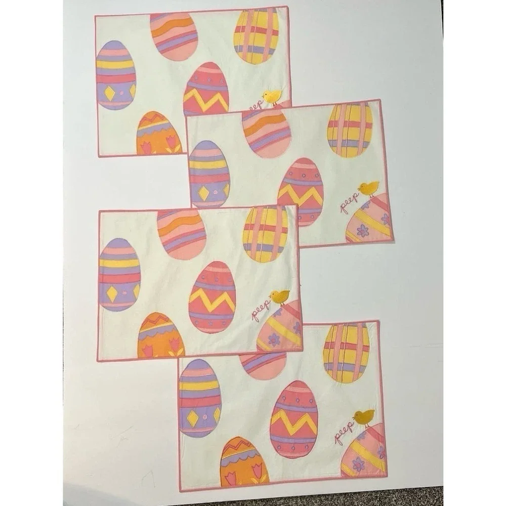 Easter Egg Placemats Blossoms & Blooms Pastel Peep Chicks‎ Fabric (4) 18